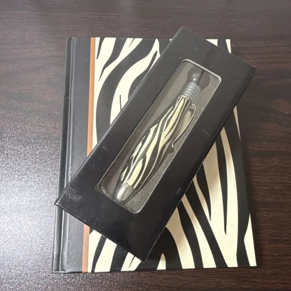 in the wild Zebra Print Blank Journal & Ballpoint Pen, Cardboard Cover